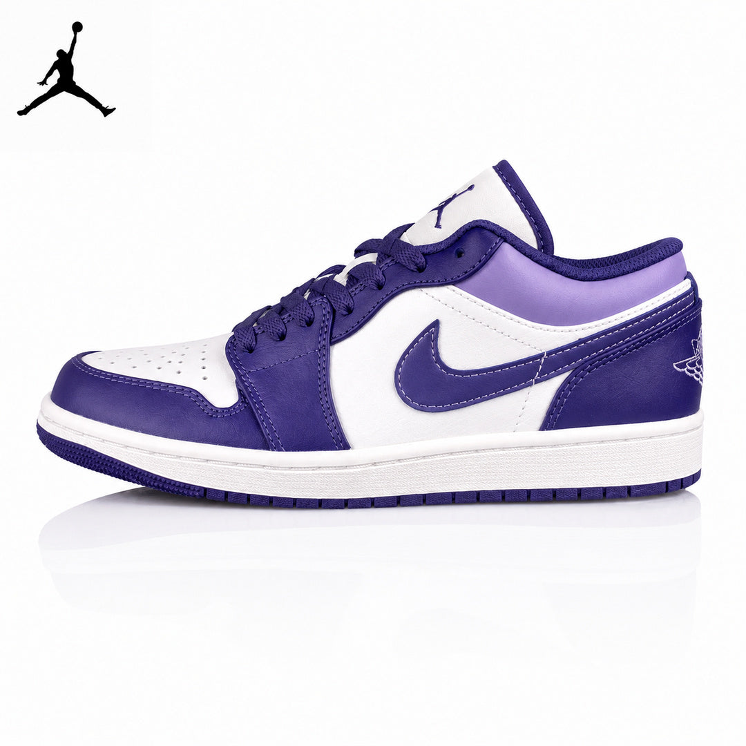Air Jordan 1 Low White/Purple 553558-515 Unisex Sneakers
