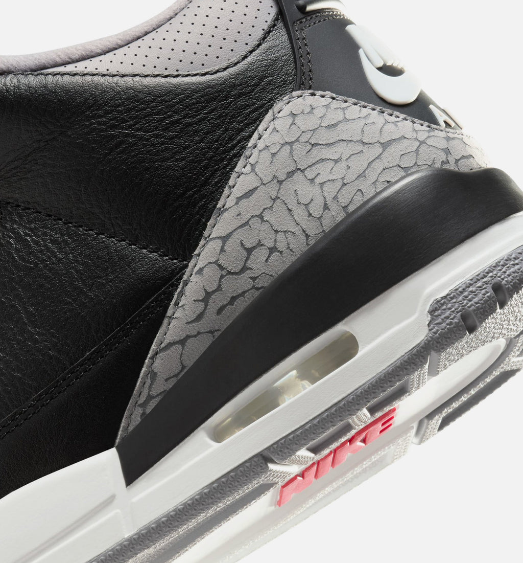 Air Jordan 3 Retro Black Cement Men's Lifestyle Shoes - Black/Fire Red/Cement Grey/Summit White