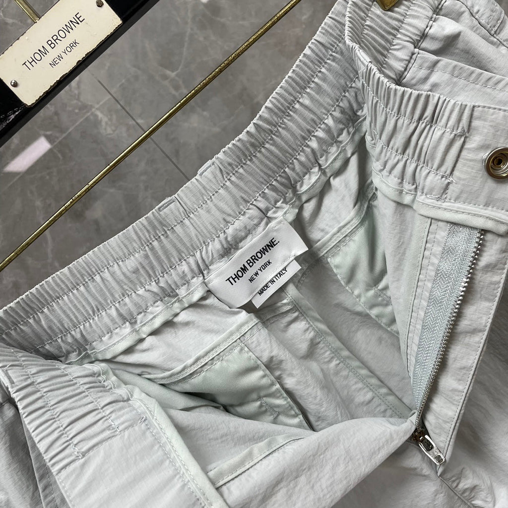 Thom Browne Style Unisex Casual Overalls with Signature Four-Bar Detail