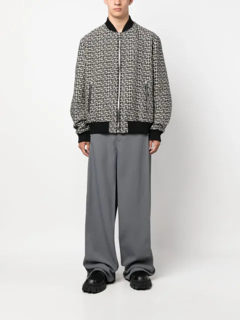 Balmain monogram-pattern reversible bomber jacket