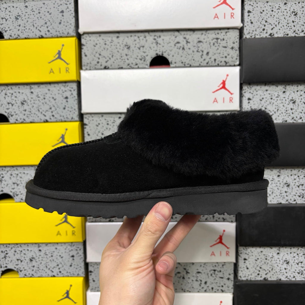 UGG Kallen Lace Slipper – Women’s Platform Suede Clog with Shearling Cuff in Black
