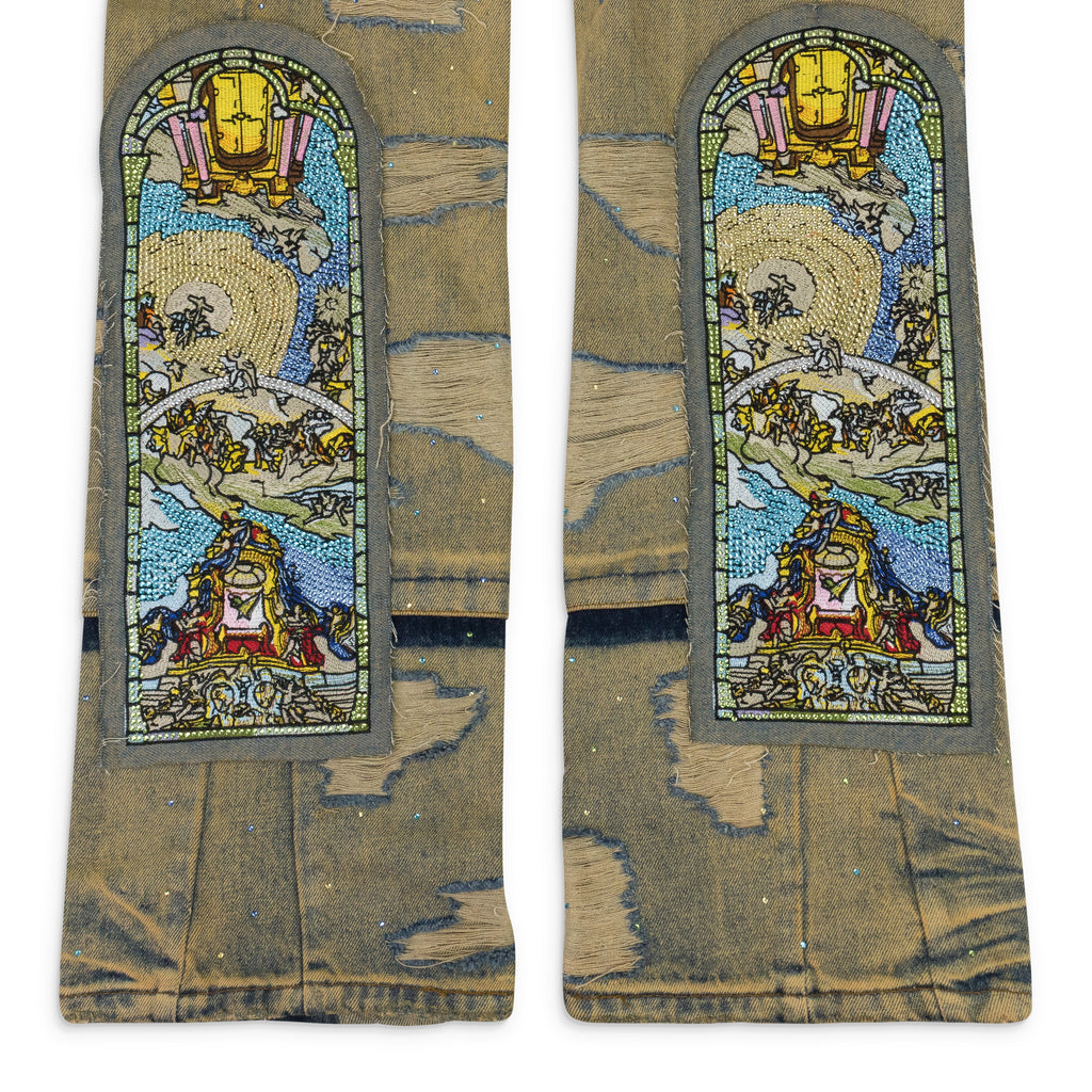 BLUE UNFURLED STRAIGHT-FIT JEANS