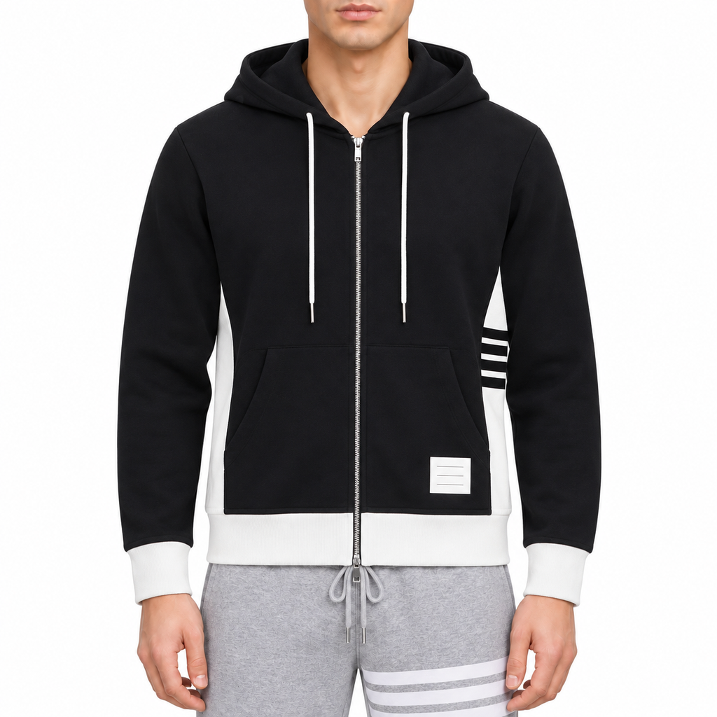 Colorblock Four-Bar Hoodie | Thom Browne