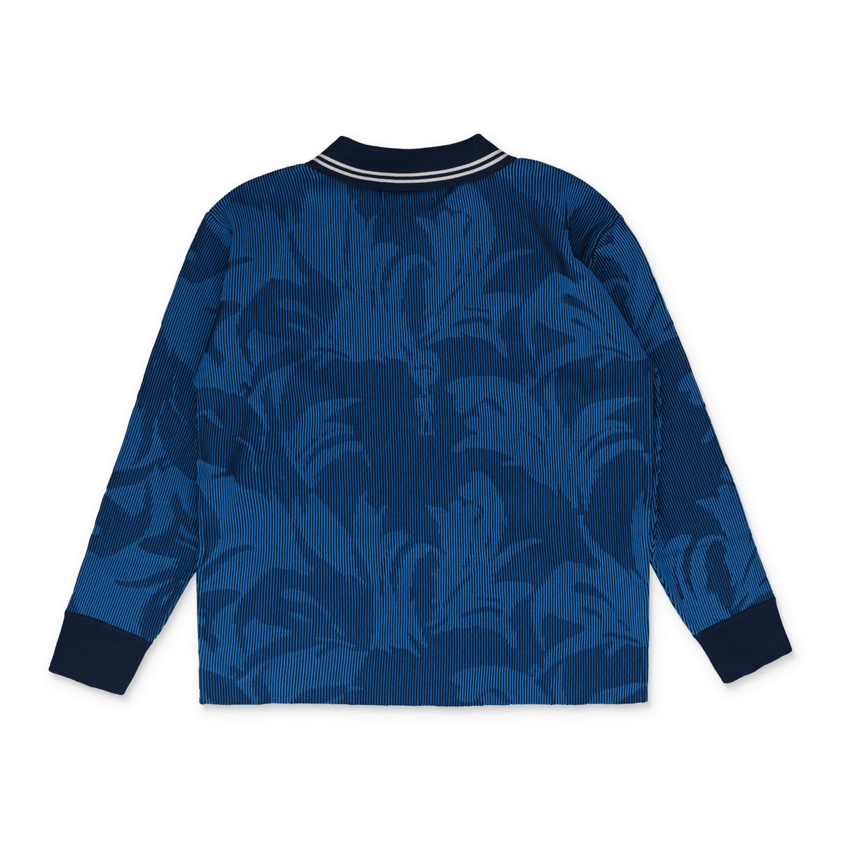 Blue Buju Knitted Long Sleeve Polo Sweater