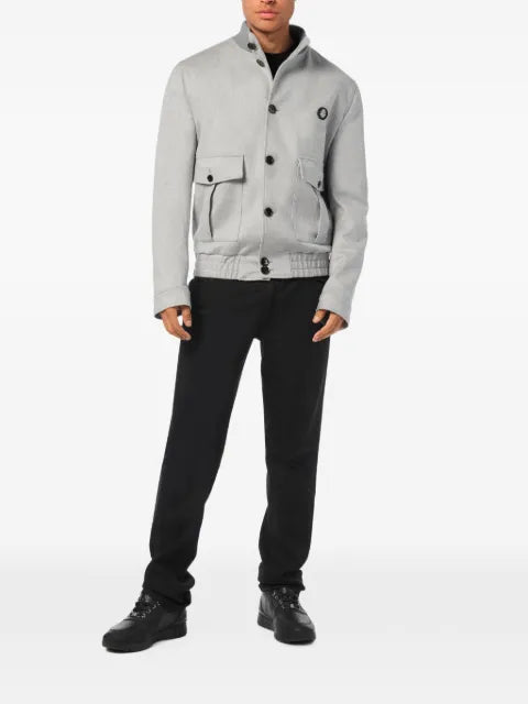 Billionaire flap-pocket buttoned bomber jacket
