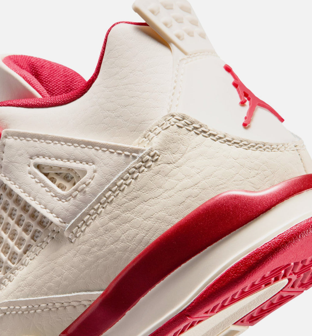 Air Jordan 4 Retro Valentine's Day Preschool Lifestyle Shoe – Pale Ivory/Sierra Red/Tough Red