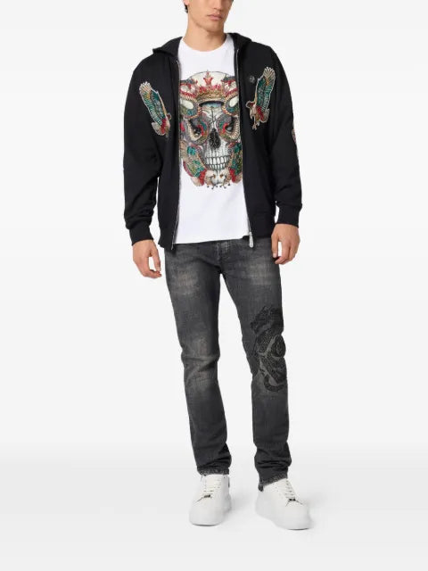 Philipp Plein patch-embellishment zip-up hoodie