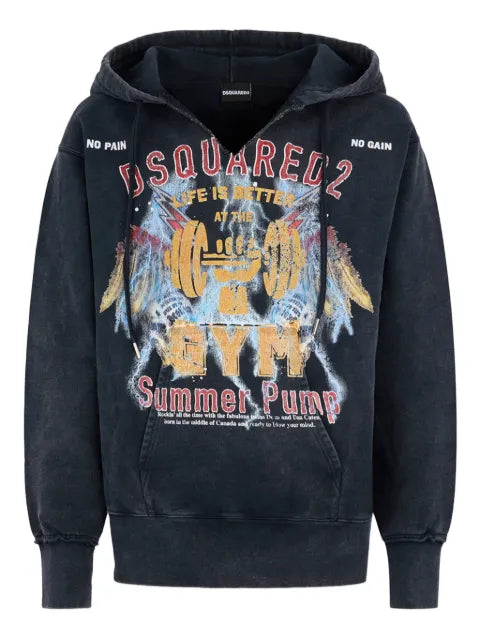 DSQUARED2 Rock wash long & lean fit hoodie