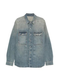 Rick Owens DRKSHDW Temple outershirt in washed indigo 13oz distressed washed indigo