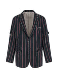 Thom Browne stripe Mogador sportcoat with armbands and fray edge