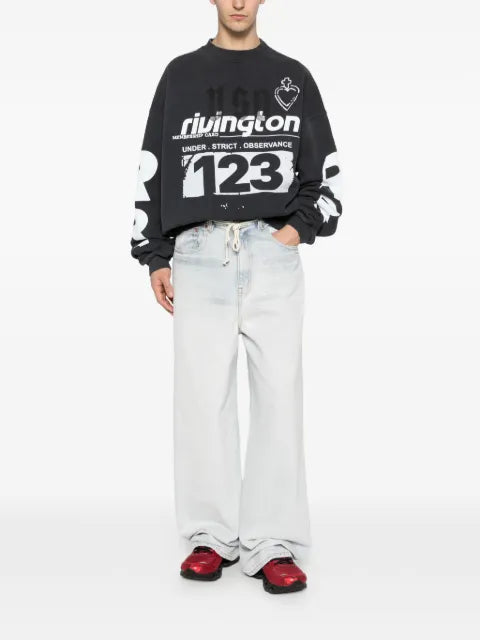 RRR123 graphic-print logo-sleeve sweatshirt