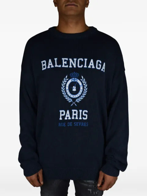 Balenciaga logo-print ribbed sweatshirt