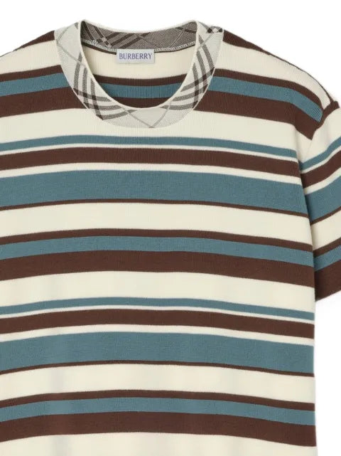 Burberry striped check trim T-shirt