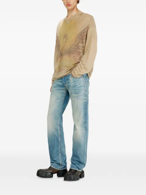 Diesel linen sweater with faded Phoenix print