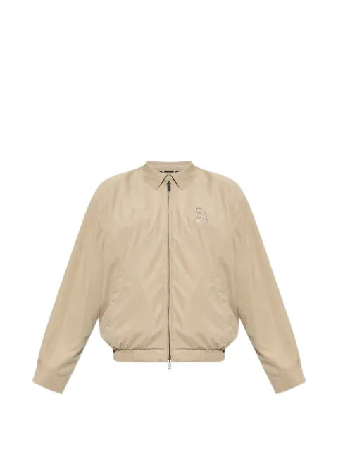 Emporio Armani logo-embroidered zip-up jacket