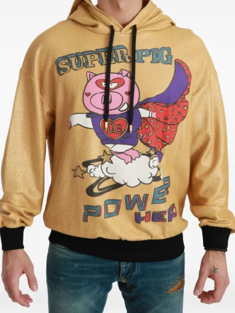 Dolce & Gabbana glitter-finish graphic-print hoodie
