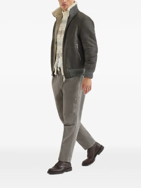 Brunello Cucinelli cashmere jacquard high-neck cardigan with zipper