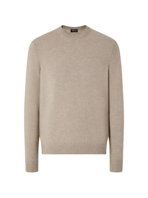 Zegna light taupe Oasi cashmere crewneck
