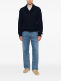 Canali cable-knit shawl-collar sweater