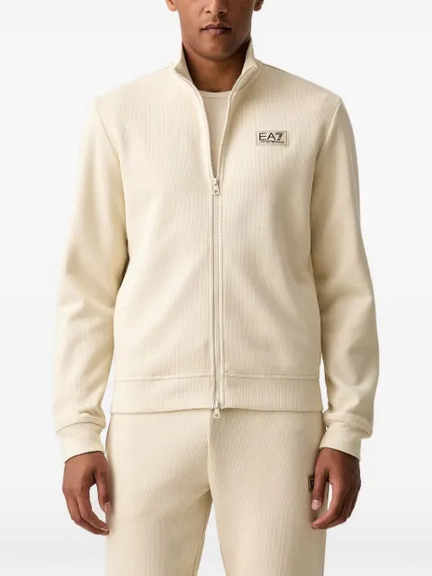 Ea7 Emporio Armani logo-patch zip-up sweater