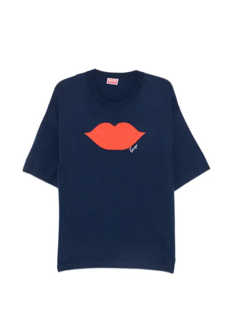 Kenzo lips-intarsia short-sleeve sweater