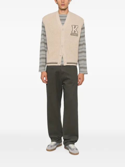 Maison Kitsuné logo-patch waffle-knit cardigan