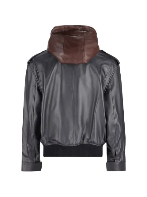 LOEWE hooded layered leather jacket