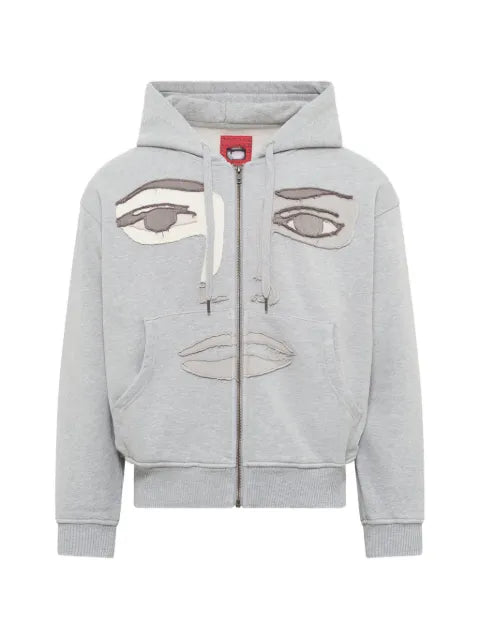 KidSuper Patchwork Face zip-up hoodie