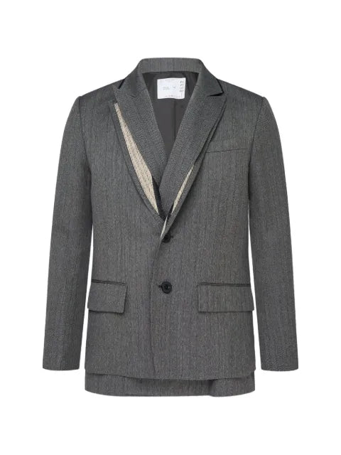 sacai layered-panel wool jacket