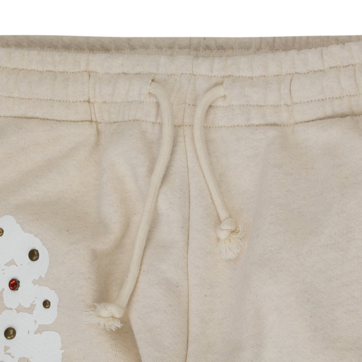 Cream Rhinestone Cotton Wreath Sweatpants