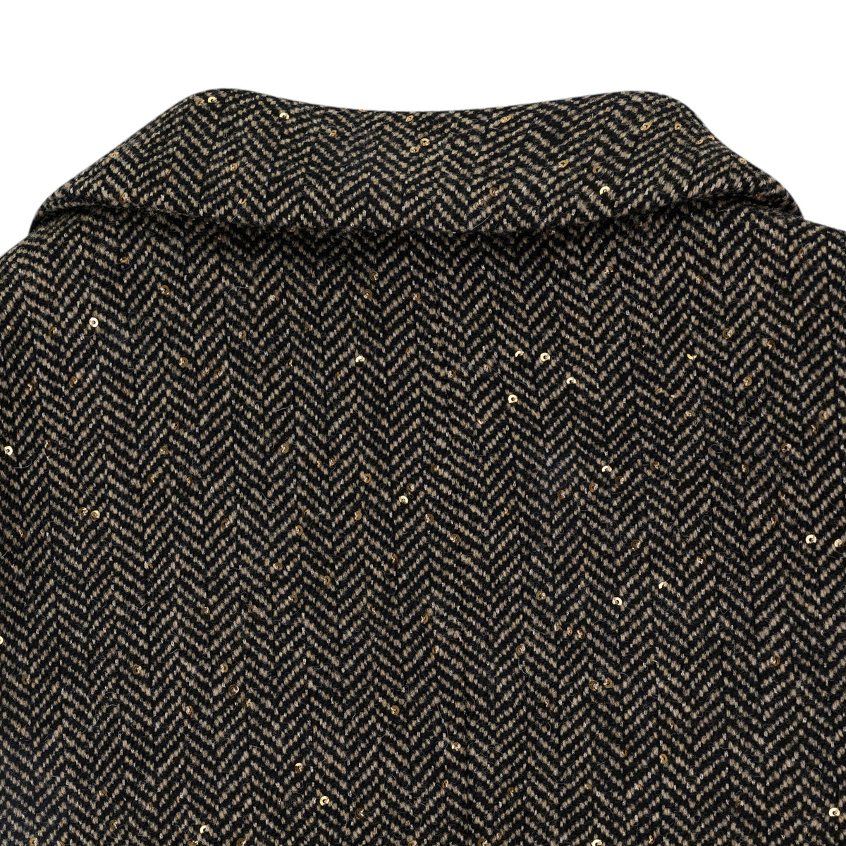 Black Sand Herringbone Sequin Long Coat