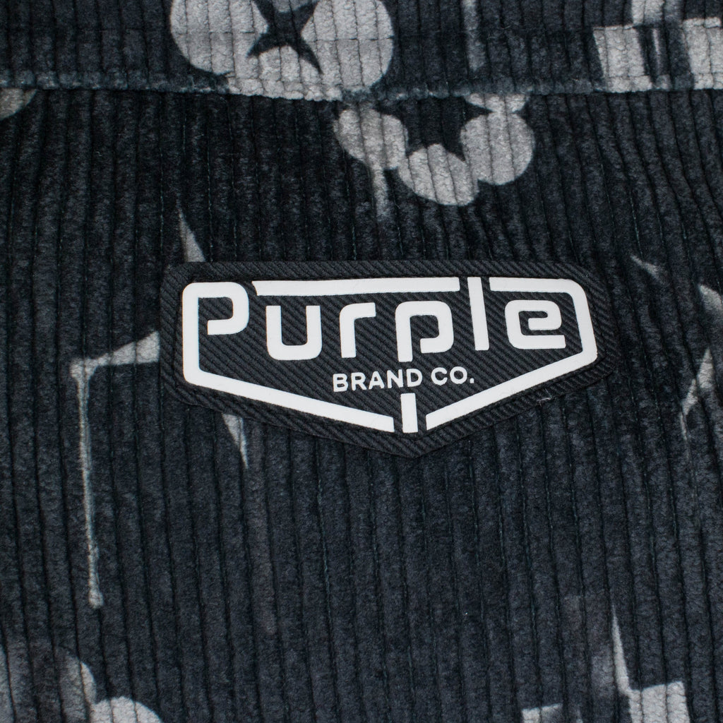 Black Printed Corduroy AOP Puffer Vest