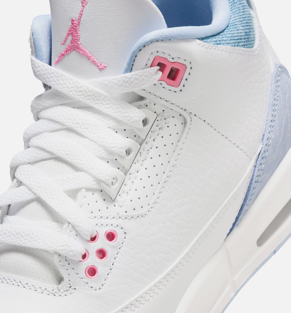 Air Jordan 3 Retro Cobalt Bliss Grade School Lifestyle Shoes - White/Cobalt Bliss/Football Grey/Pink Glow