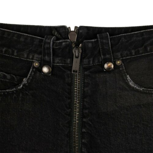 Black Denim Distressed Hem Short Pants
