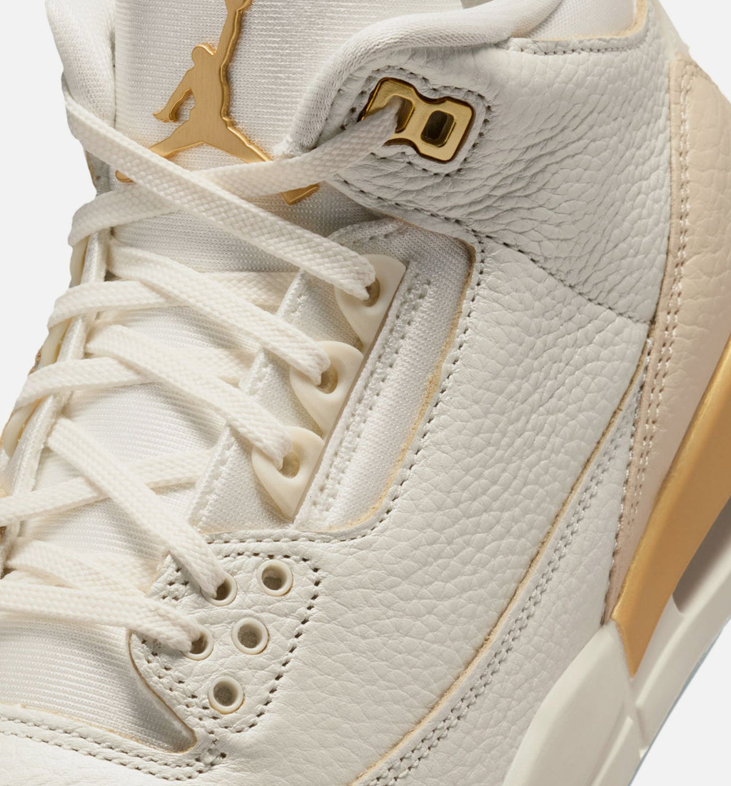 Air Jordan 3 Retro Sail and Pale Ivory Women's Lifestyle Shoe – Sail/Team Gold/Pale Ivory/Metallic Gold/Ice