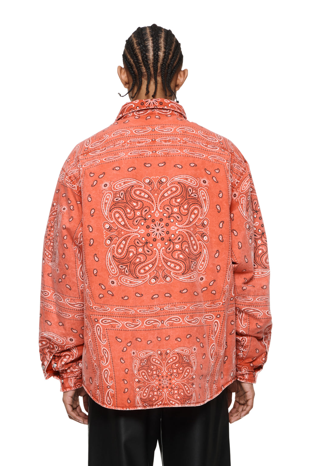 PADDED QUILT LINED BANDANA SHIRT - Red