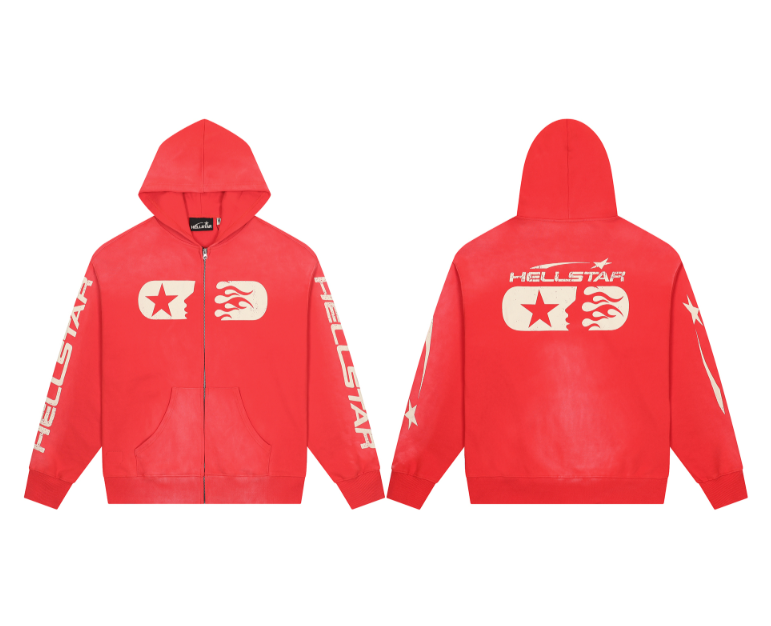 Red Flame Logo Zip-Up Hoodie