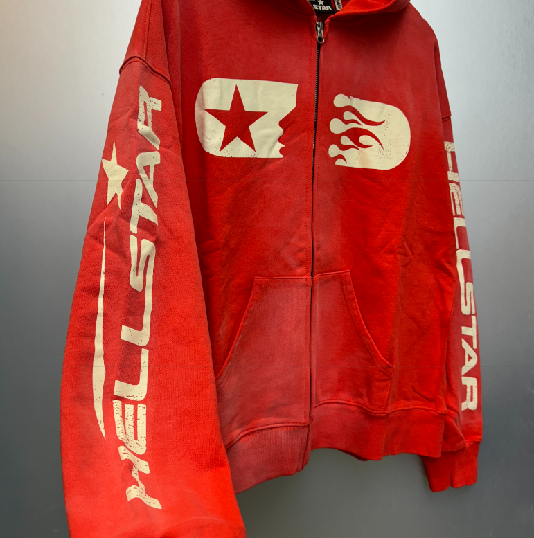 Red Flame Logo Zip-Up Hoodie