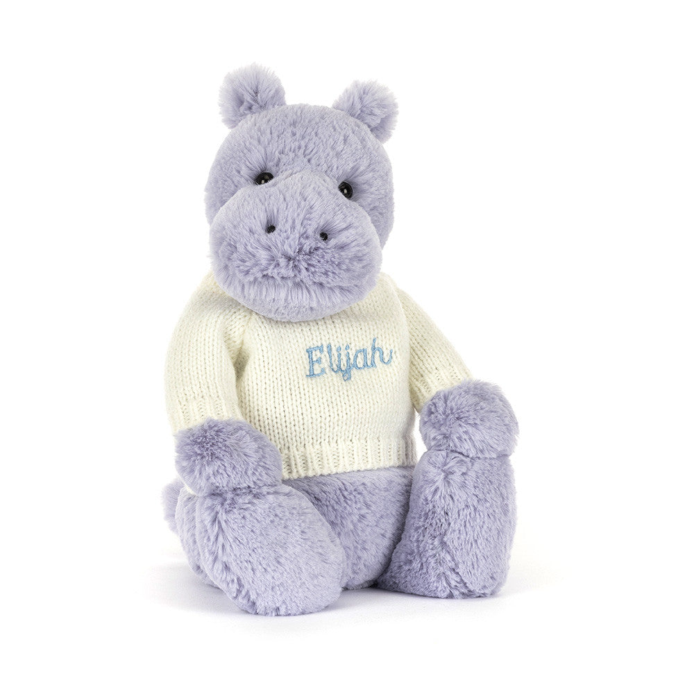 Bashful Hippo with Personalized Cream Jumper