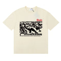 Rhude Black‑White Comic Motif Red Logo Cream Oversized T‑Shirt