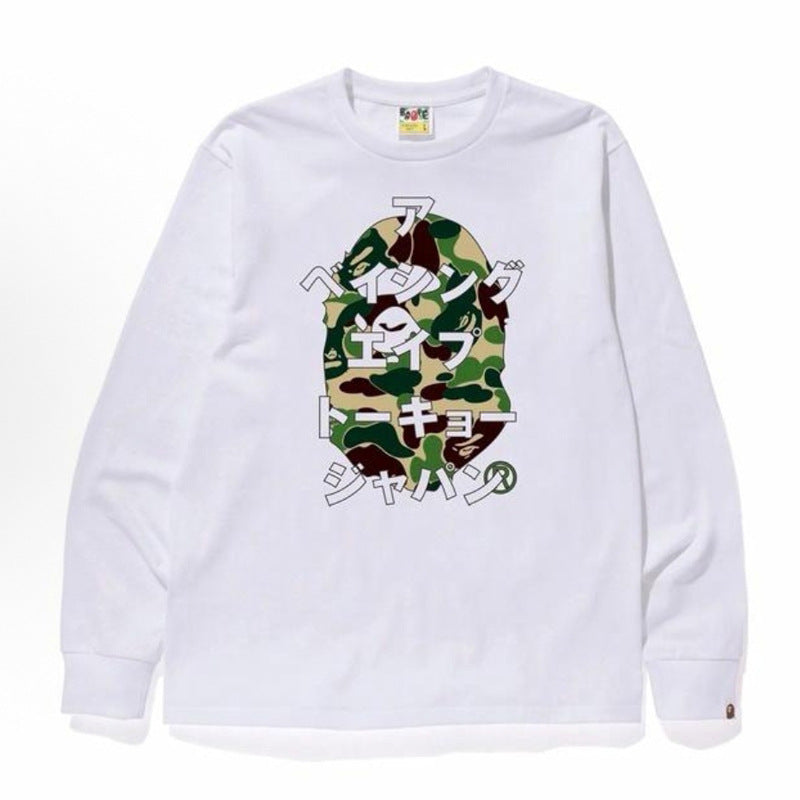 Bape Baby Milo Camo Ape Head Graphic Oversized Long Sleeve Tee Street