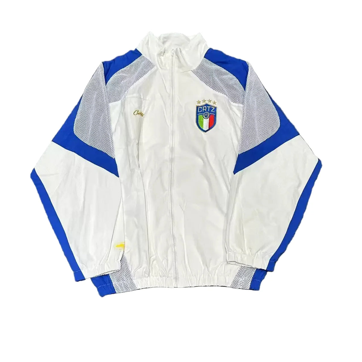 Corteiz Devil's Island Woven Track Jacket – White & Blue