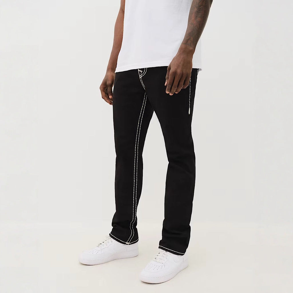 True Religion White Contrast Stitch Horseshoe Straight Jeans Men Y2K