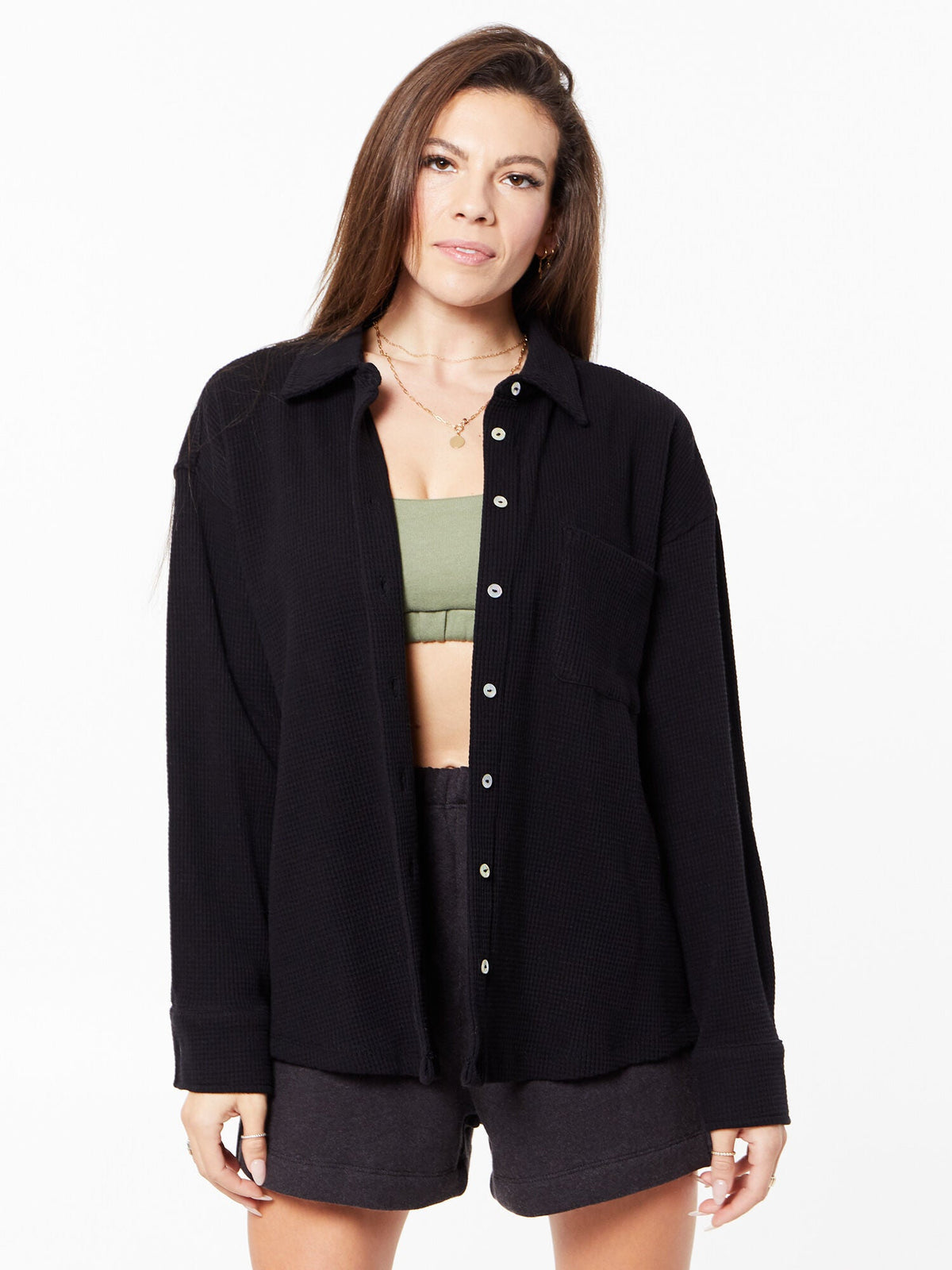 THERMAL BUTTON DOWN SHIRT