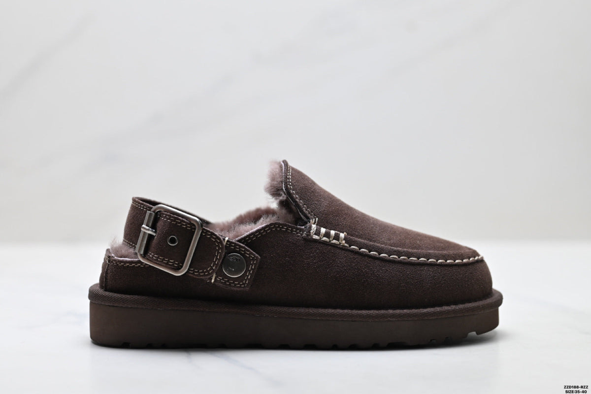 UGG Golden Family Shearling Buckle Clogs