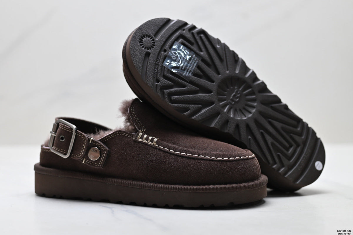 UGG Golden Family Shearling Buckle Clogs