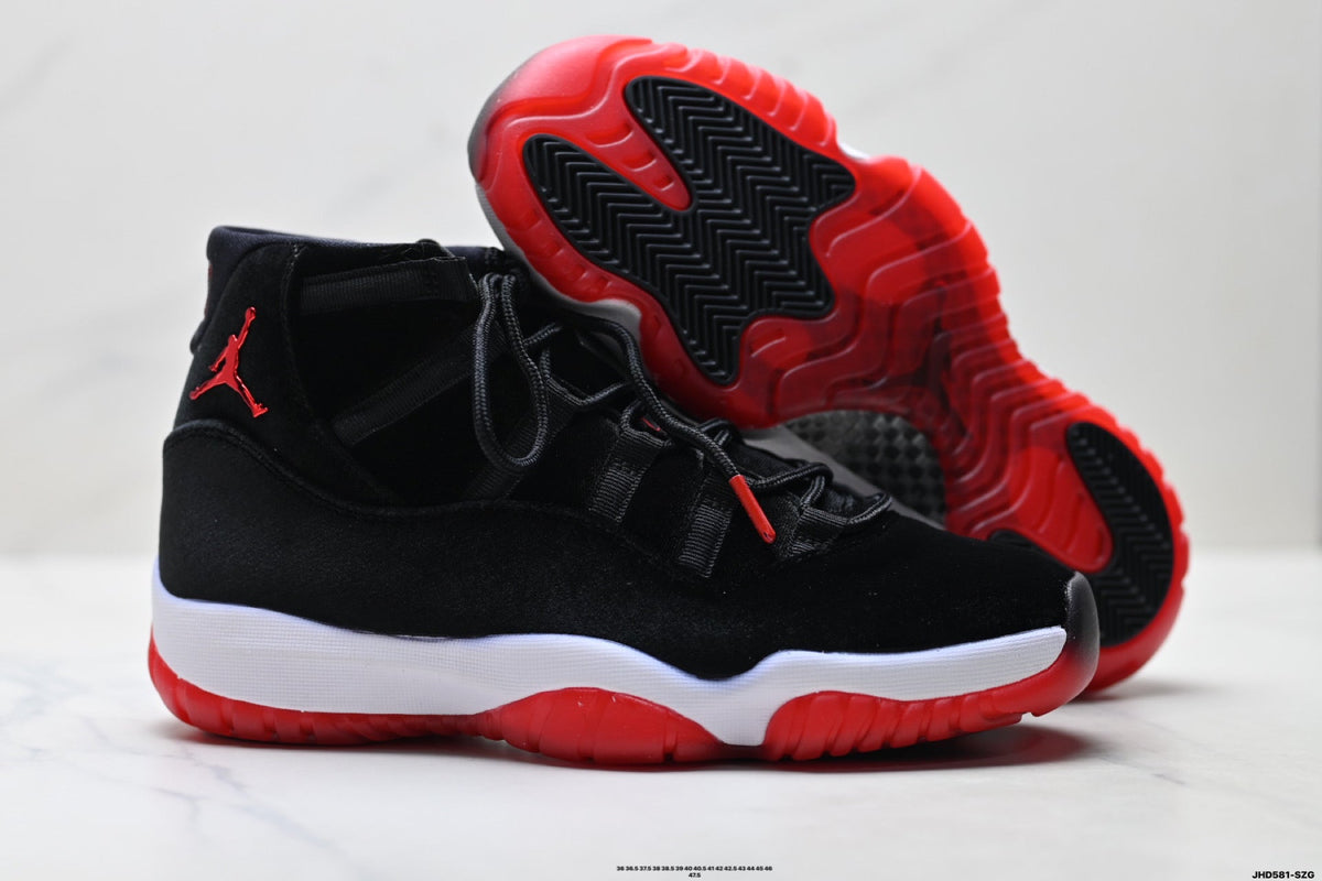 Air Jordan 11 Retro Black and Red Unisex Sneakers Style 20
