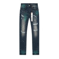 Purple Brand Dark Blue Distressed Paint Splatter Jeans