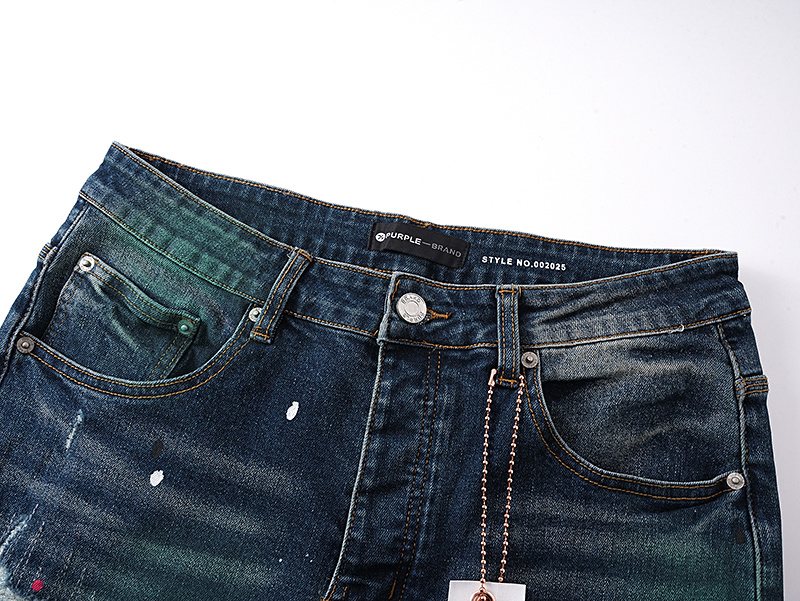 Purple Brand Dark Blue Distressed Paint Splatter Jeans