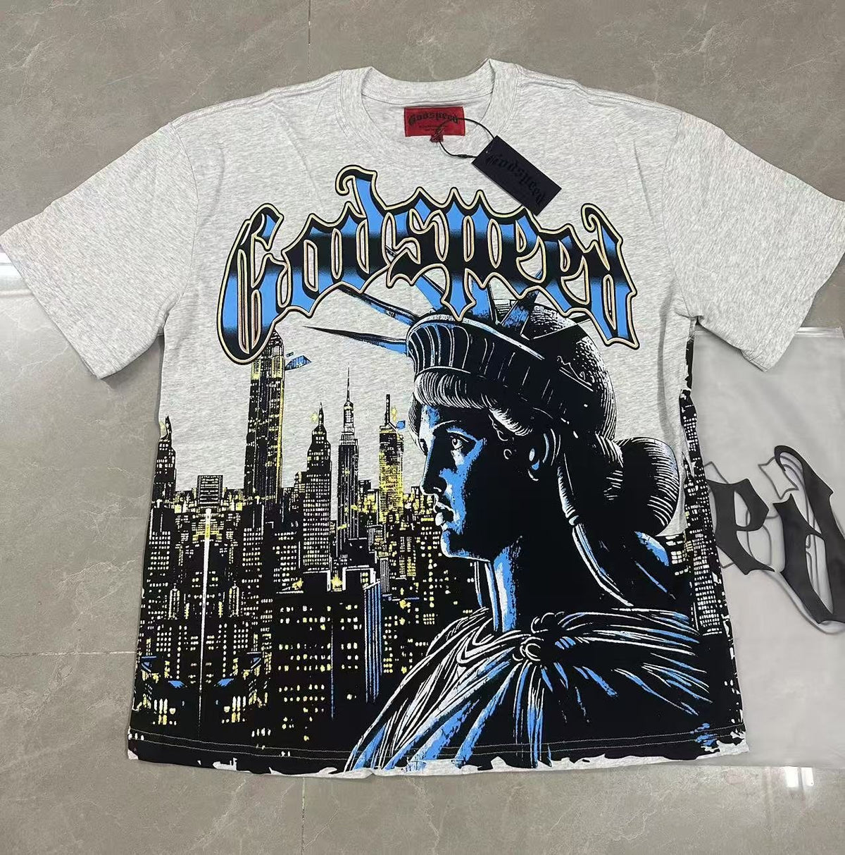 Godspeed Statue of Liberty City Graphic T-Shirt